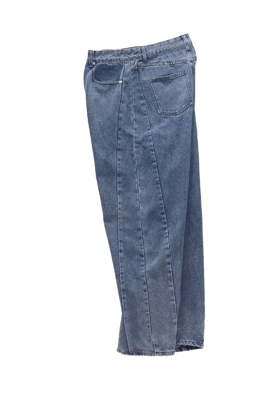 【SATIIIZ】Diple Side Line Wide Denim Pants SATIIIZ (サティーズ) - ダブルサイドラインワイドデニムパンツ