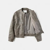 The Non Washed Stand Collar Leather Jacket