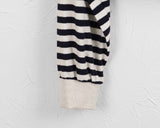 Choit Stripe Color Matching Half Neck Two-Way Pile Crop Zip-Up