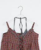 Oni Check Layered Halter Leeveless Blouse Set
