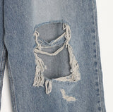 Road Damage Wide Denim Pants