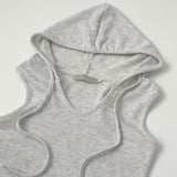 Waffle V-neck Hood Sleeveless Knit T-shirt