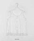 Ryoki Linen Lace Flower Button Sleeveless