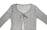 Vike Flower See-Through Long Sleeve Ribbon Cardigan