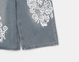Davin printed denim washed Bermuda pants
