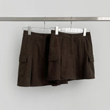 Corduroy Fleece Brushed A-line Pleated Winter Pants Skirt