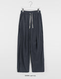 Rich banding wide corduroy pants