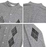 Scent Leather Patch Argyle Cardigan