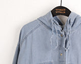 Biphy denim hooded snap denim jacket shirts
