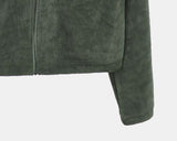 Hion high neck button hooded zip-up