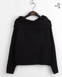 Wello Cozy Ribbed Off Shoulder Long Sleeve Knit
