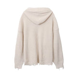Atonic Lettering Hooded Zip-Up Knit