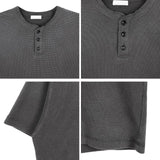 Sadi Pigment Waffle Henley Neck Short Sleeve Tee