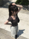 [MADE] Duran Amore Square Neck Shirring Short Sleeve T-Shirt