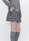 Pocket layered check skirt