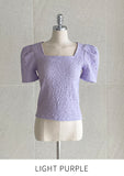Brea Wrinkle Puff Square Short Sleeve Tee Blouse