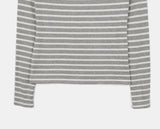 Edet Stripe Slim Off-Shoulder Long-Sleeved T-Shirt