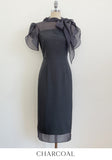 Jenia Tie Chiffon Tulip Sleeve Long One Piece