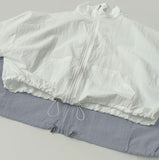 High-Neck String Crop Windbreaker