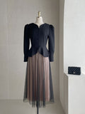 Crete color matching pleated tulle one-piece