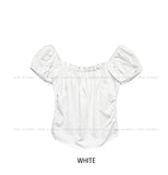 Ien shirring puff off-shoulder short sleeve