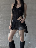 Studded Black Short Denim