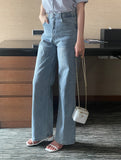 Haibeul Cotton Wide Banding Denim Pants