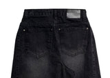 Ile black blue pleated denim pants