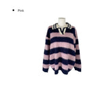 Polki Stripe Collar Brush Over Knit