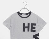 Neku Vintage Stripe Lettering Print Short Sleeve T-Shirt