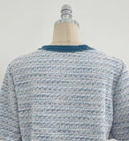 Tune Round Color Matching Short Sleeve Tweed Jacket