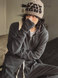 Henne warmer layered two way hoodie zip-up