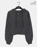 Ronky Two Way Cropped Hooded Knitwear Zip-Up