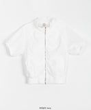 Huna Shirring Two-way Short Sleeve Wind Zip-Up