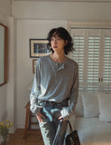 Royge Layered Henley Neck Long Sleeve T-shirt