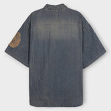 Sia damage washed denim short-sleeved shirt