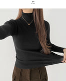 Ribbed Inner Winter Fall Neck Polar Long Sleeve T-shirt