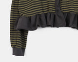 Peg Stripe Color Matching Frill Cardigan