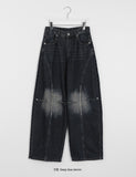 [unisex] Kaif Rivet Cut Washing Wide Denim Pants