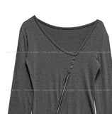 Hiko Unbalanced Button Zipper Long Sleeve