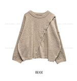 Mayo diagonal button wool round knit