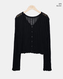 Noir Wavy Ribbed Cardigan