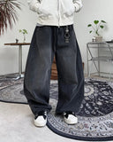 Rough Curved Washed Denim Pants