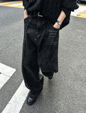 Cut-off wide denim pants