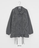 Chapney Check Shirring Round Collar Frill Shirt