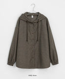 [BAONHAUS] Almeve Peach Fuzz Check Over Hood Shirt