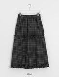 Kohyuri Check Frill Banding Long Skirt