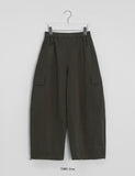 Frankie Curved Cotton Cargo Banding Balloon Wide Pants