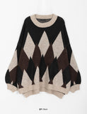 Lanlu Argyle Wool Over Knit