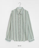 [unisex] Pweep Vintage Stripe Over Linen Shirt